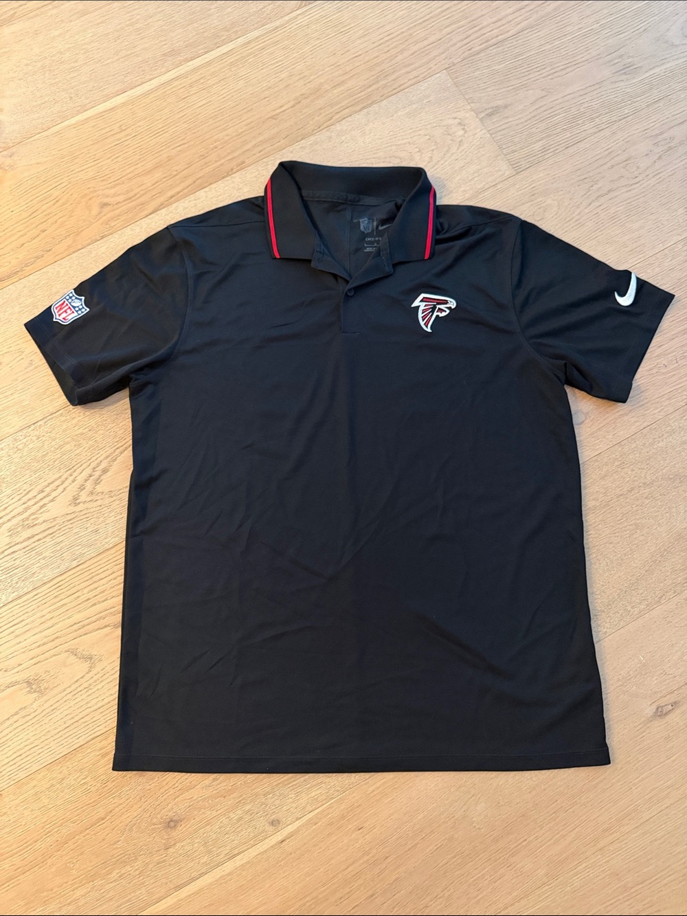 Nike Black Atlanta Falcons DriFit Polo with Red-Trim Collar